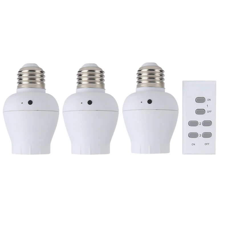 

ESPLENTY Wireless Remote Control Screw Type Lamp Holder with Socker Switch (3 Lamp holder+1 Remote)