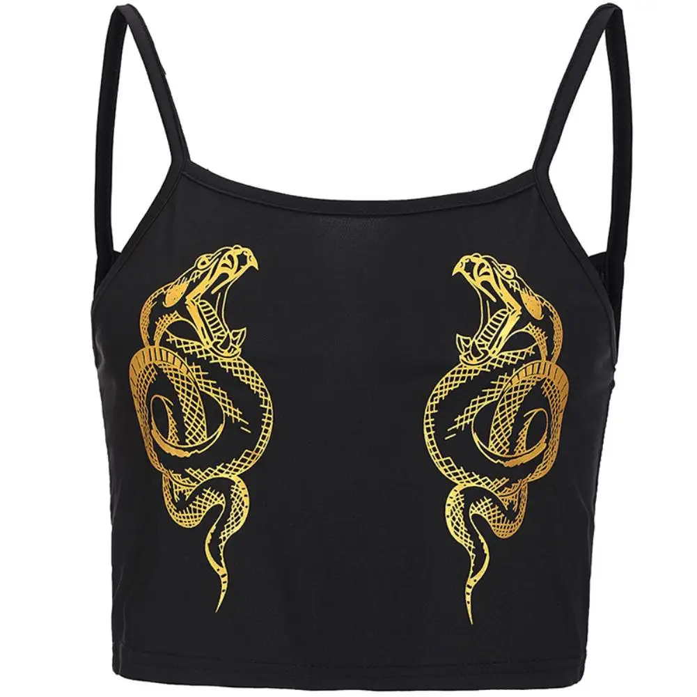 

Fashion Dragon Snake Printed Camisole Crop Top Women Sexy Sleeveless Strap Vest new