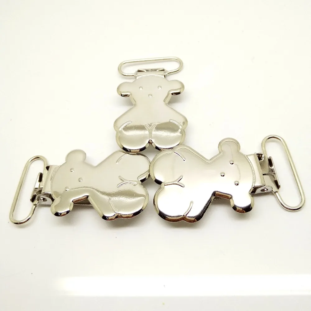 

200pcs per lot 25mm pacifier clips metal bright nickel color wholesale enamel suspender clips cheapest