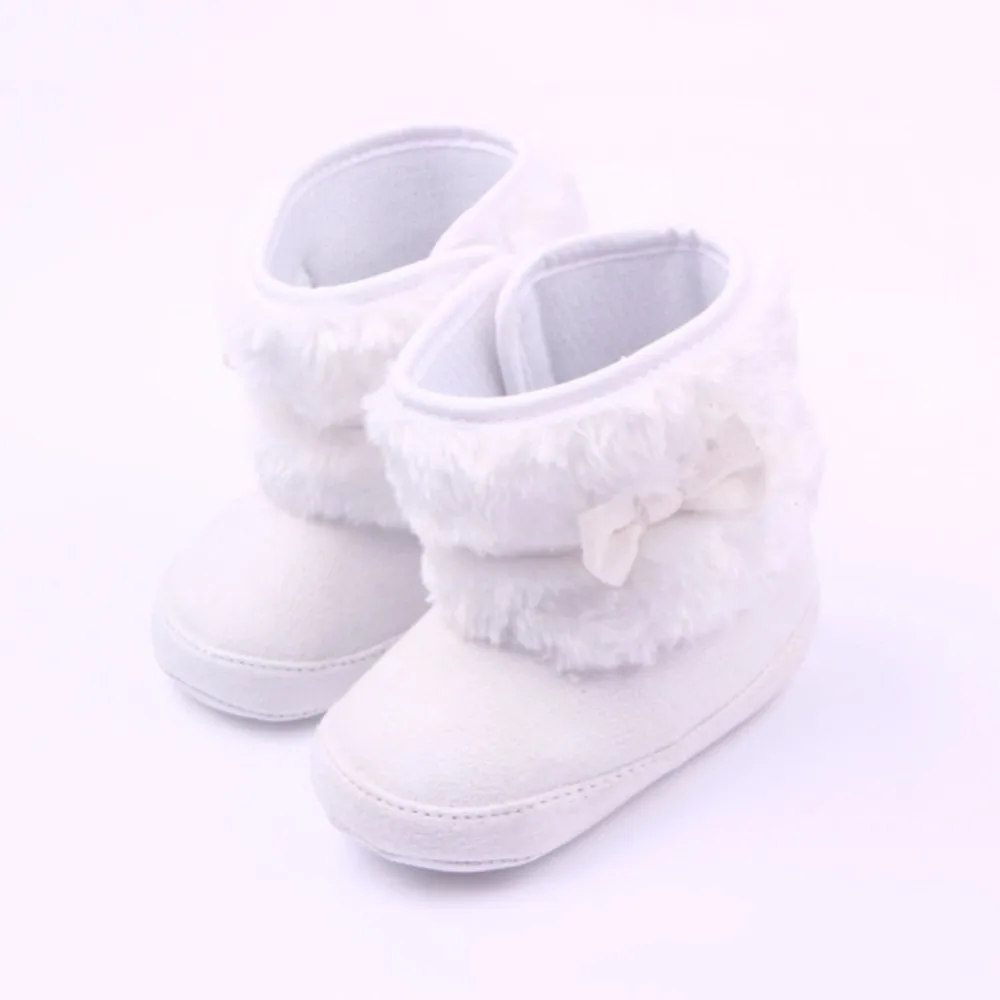 Новые Высокие сапоги бантом Детские зимние штаны ходьбы ребенка Обувь для девочек мягкая подошва тёплая обувь из хлопка