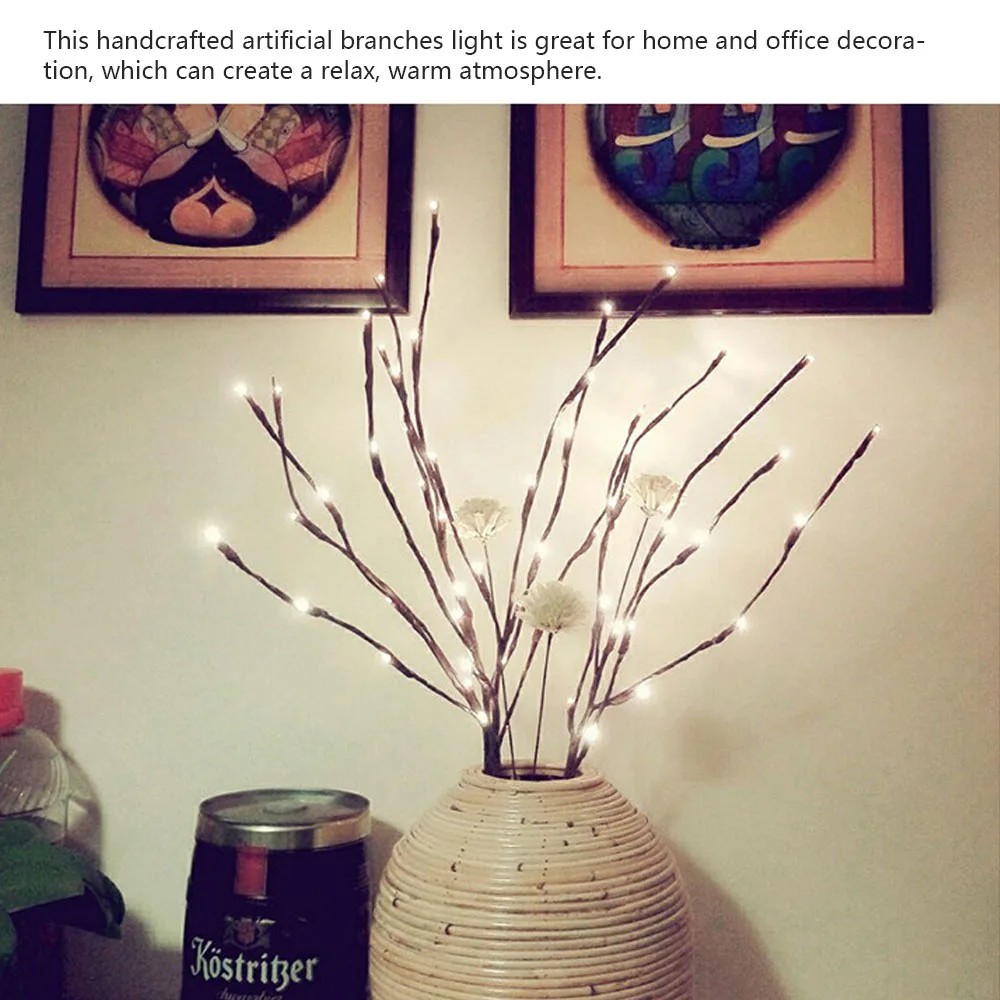Led Willow Branch Lamp Vase Floral Lights 20 Bulbs Home Party