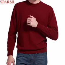 Sparsil Man s Cashmere Sweaters Blend Winter Autumn O Neck Long Sleeve Pullovers Soft Warm Knitwear