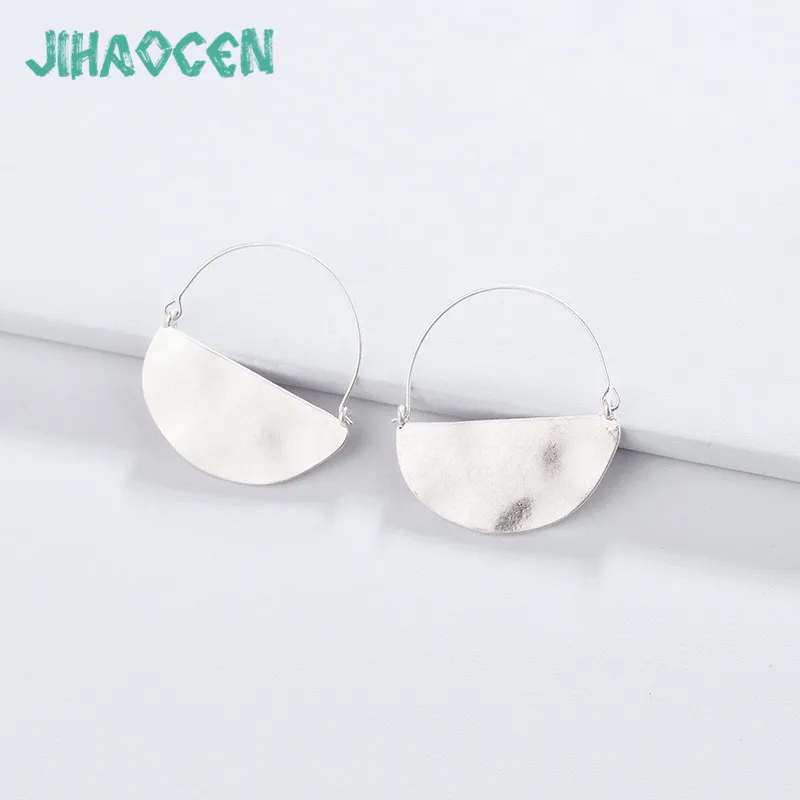 

Simple Stud Earrings Silver Color Zinc Alloy Geometric Shape Simple Designed Big Earring For Women Boucle Doreille Wholesale