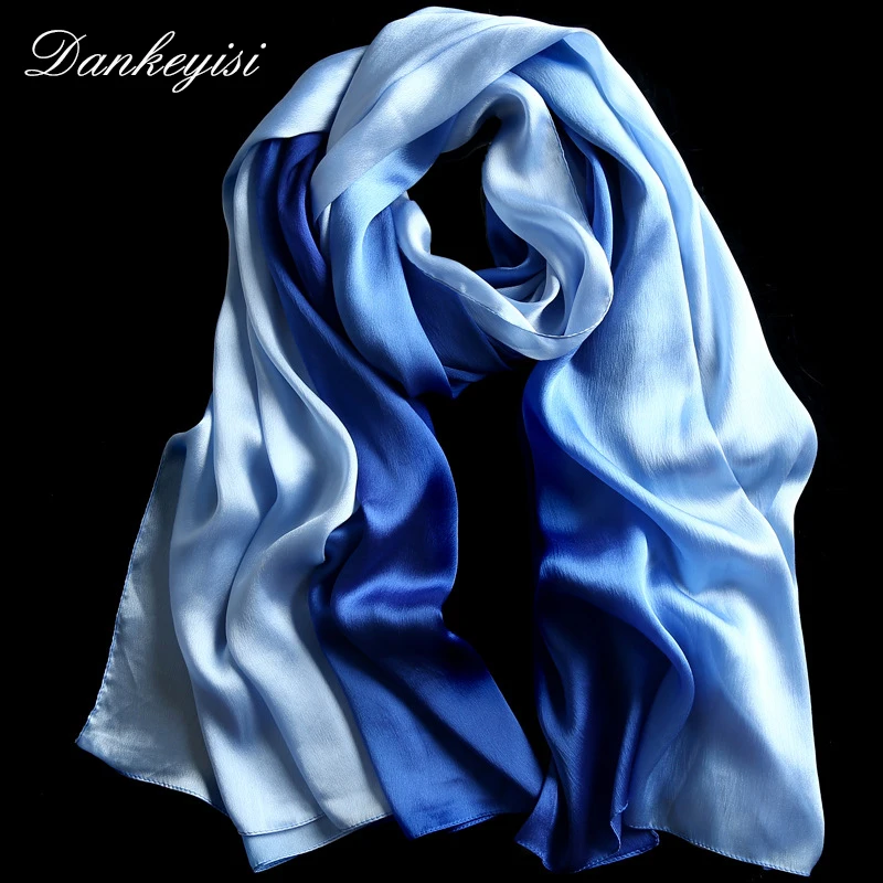 

DANKEYISI Fashion Silk Shawls and Scarves Gradient Color Design hijab High Quality Women Scarf Luxury Brand 180*90cm Large size