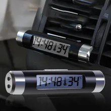Alichor хорошее качество автомобиль термометр часы ЖК-дисплей клип на цифровой световой Подсветка автомобильный часы Календарь голубой подсветкой