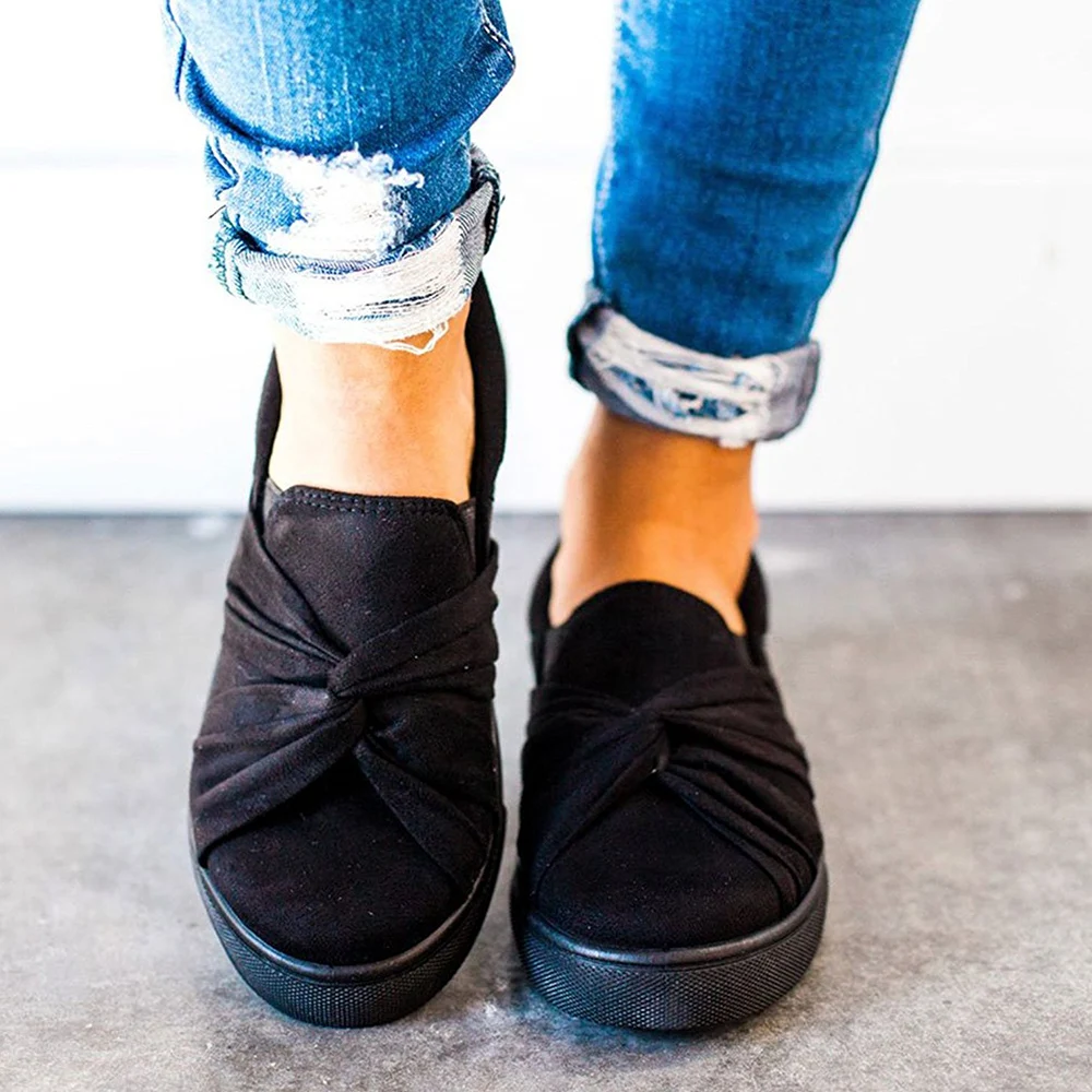 

2019 Spring Women Fashion Flat Shoes Plus Size Female Models Bow Anti-Slip Matte Tendon Casual Shoes 36-43