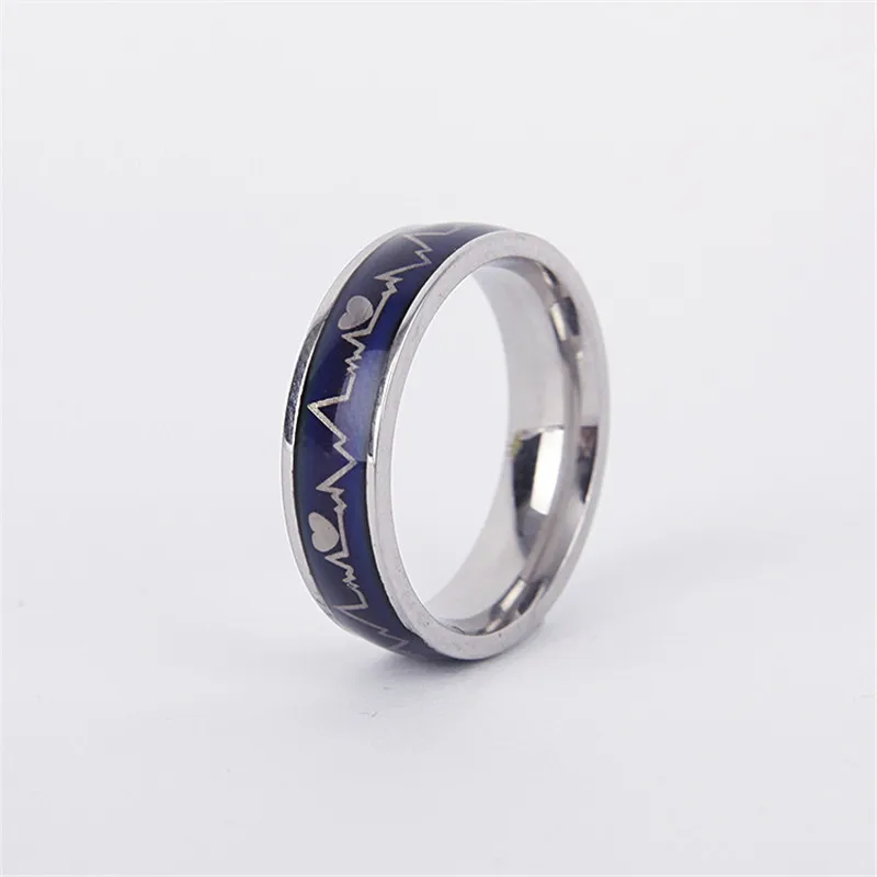 ZORCVENS Stainless Ring Changing Color Mood Rings Feeling / Emotion Temperature Ring Wide 6mm Smart Jewelry