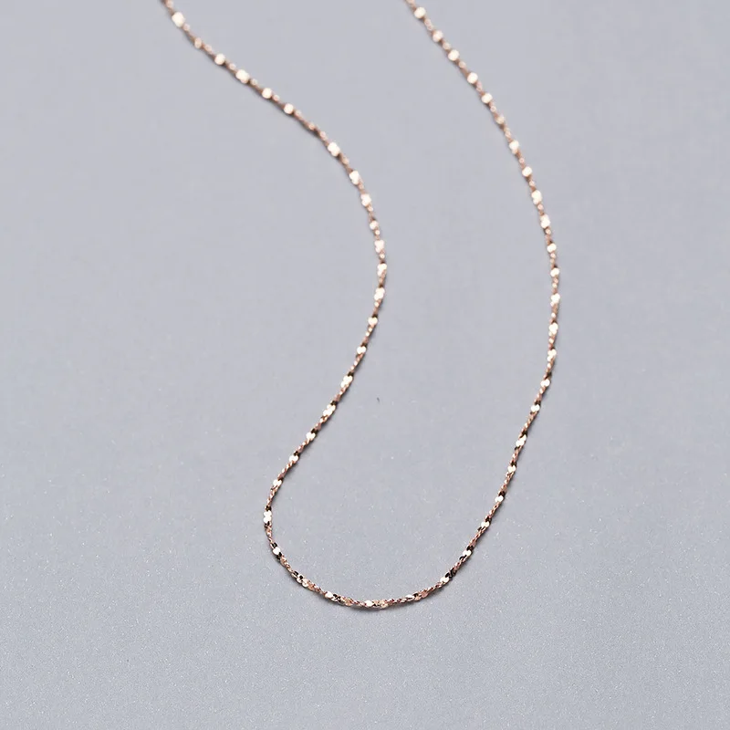 1,2 мм цельная Серебряная цепочка Ожерелье Белое золото Желтое золото розовое золото цвет подходит ко всему стиль кулон