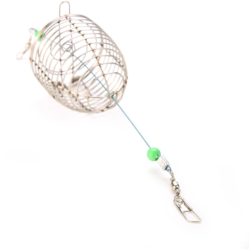 Stainless Steel Small Bait Cage Fishing Trap Basket Feeder Holder Wire