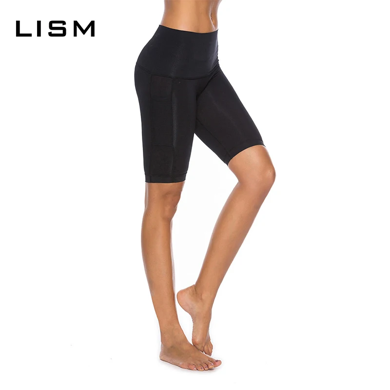 Knee Length Yoga Shorts Women Shorts Elastic Quick Dry Soft Sports