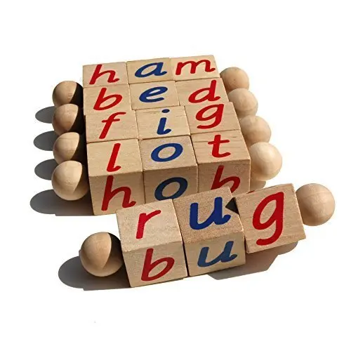 

The Original Montessori Phonetic Reading Blocks Educational Materials for The Beginning Reader Wooden Manipulative Toy