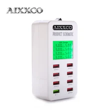 AIXXCO дисплей экран Quick Charge QC3.0 адаптер USB зарядное устройство Smart 8 портов настольное зарядное устройство мобильного телефона зарядное устройство QC2.0