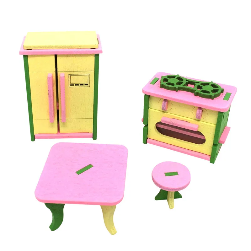 Милый кукольный домик, миниатюрная деревянная мебель, игрушки, деревянная мебель, набор кукол, детская комната для детей, игровая игрушка, мебель, головоломка