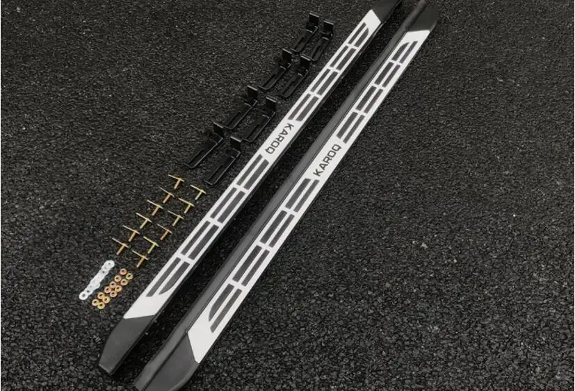 Спортивный стиль алюминиевый сплав и АБС для Приборная панель автомобиля боковой шаг Nerf барная стойка подходит для SKODA KAROQ - Цвет: A
