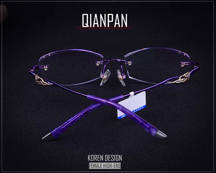 Элегантный корейский дизайн искусство без оправы женские очки оправа с Bling Стразы