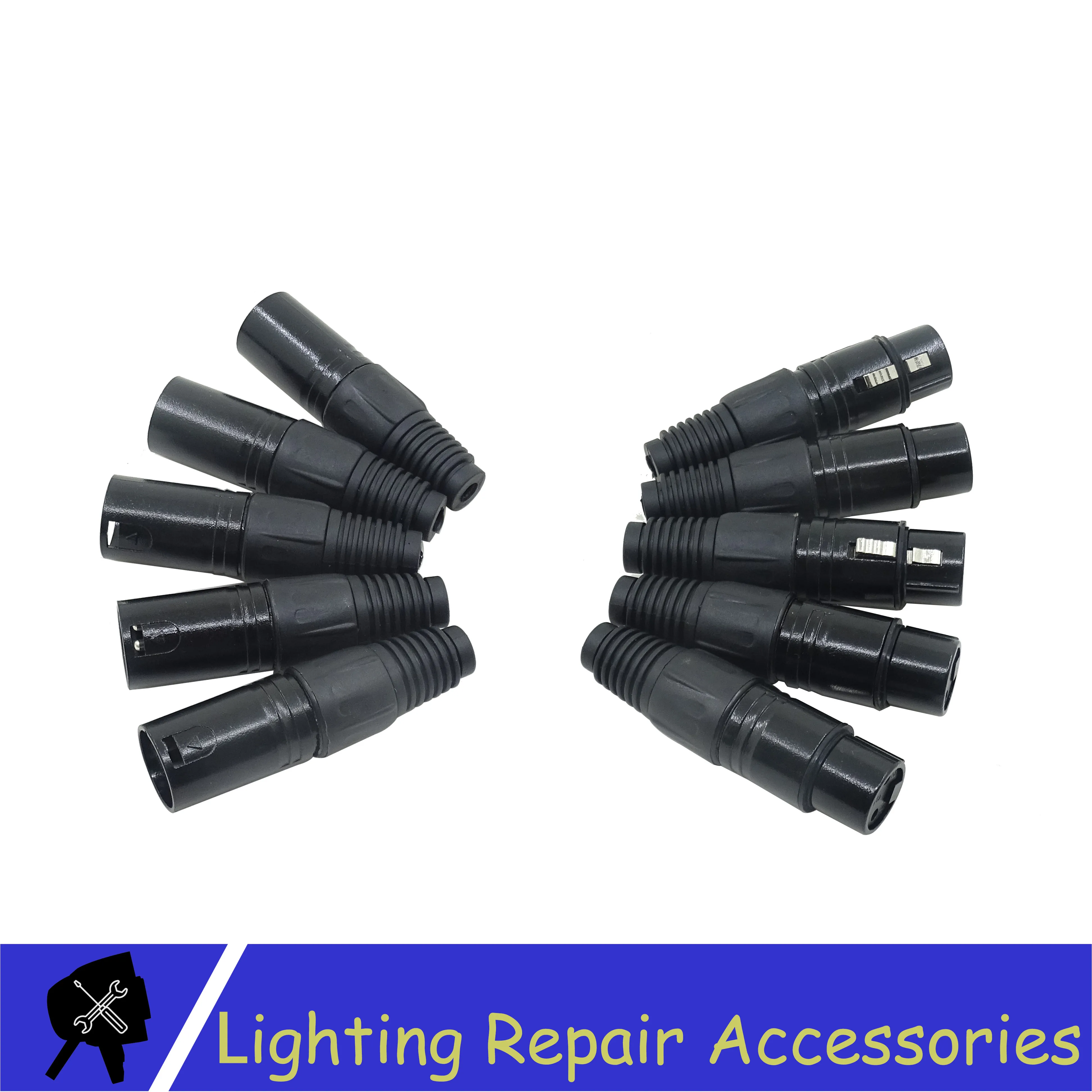 

5Sets 3-PIN XLR Metal Connector For DMX Cable Microphone Cable Audio Cable Connector Stage Light Accessories