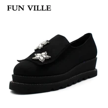 FUN VILLE 2018 New Style Women Flats Spring Summer Flat Platform Casual shoes Flock black Round toe Sexy Ladies shoes size 37-41 FUN VILLE 2018 New Style Women Flats Spring Summer Flat Platform Casual shoes Flock black Round toe Sexy Ladies shoes size 37-41