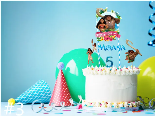 Моана торт Топпер Дети День рождения украшение душевой кабины - Цвет: Оливковый