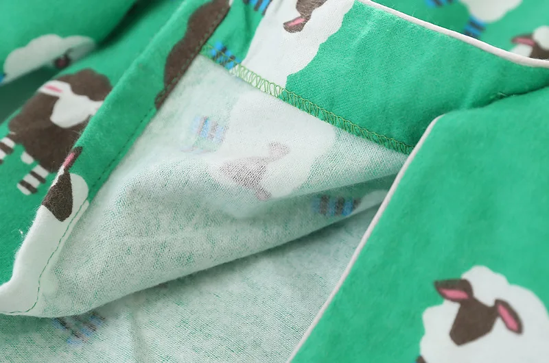 Женские пижамы зеленого цвета с мультяшным принтом овечки; Хлопковая пижама с длинными рукавами и эластичной резинкой на талии; Штаны для отдыха; одежда для сна; пижамы; S80005