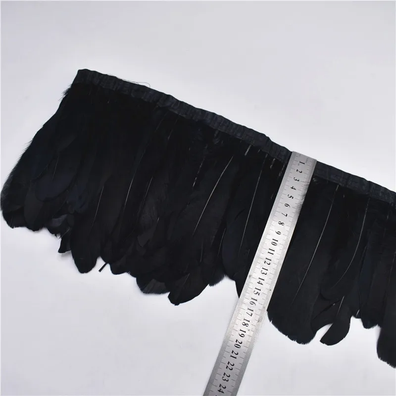 Black 2 м/лот естественное окрашивание гусиное перо украшение лентами DIY Перья для декора ремесел платье, украшенное перьями ткань пояс Одежда - Цвет: Black