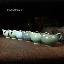 1 шт Китайский Longquan Celadon кракле глазурь ручная работа ярмарка кружка 145 мл Justice чашка чай горшок точки чайная посуда Чайный набор кунг-фу
