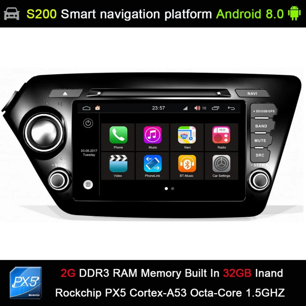 

Android 8.0 system PX5 Octa 8-Core CPU 2G Ram 32GB Rom Car DVD Radio GPS Navigation for Kia k2 RIO 2010-2015