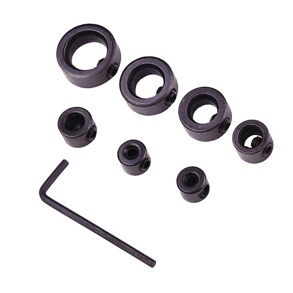 

9pcs/Set Carbon Steel Stop Collar Ring 3-16mm Setscrew type collar For fixing the drill bit Woodworking Tools With Hex Wrench