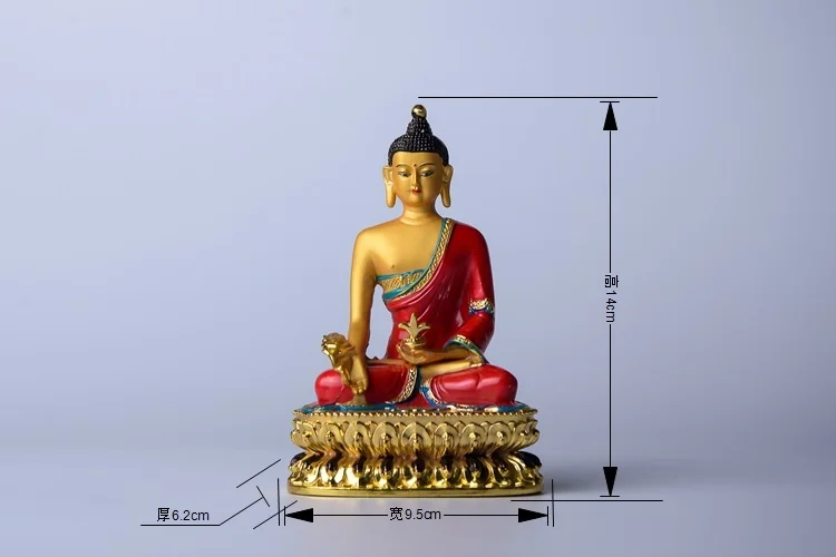 

Copper gilded Temple painted carry Home vehicle like Amitabha Buddhist supplies Sakyamuni Buddha statues painted copper