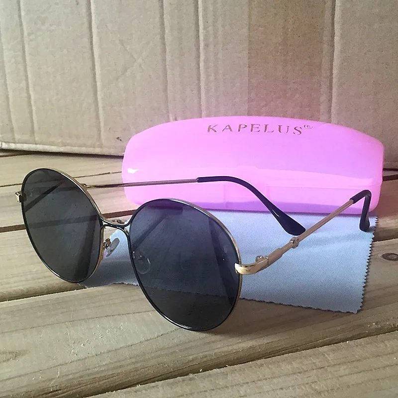 

KAPELUS Round metal sunglasses black sun-proof sunglasses