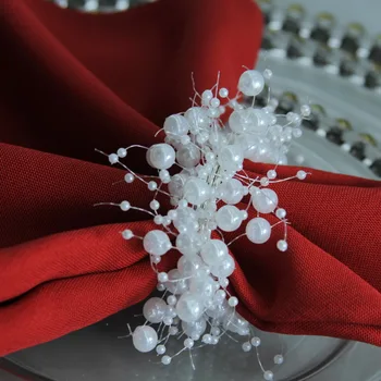 

qn19031101 napkin ring pearl beaedes decoration, wholesale wedding napkin holder free shipping 12 pcs