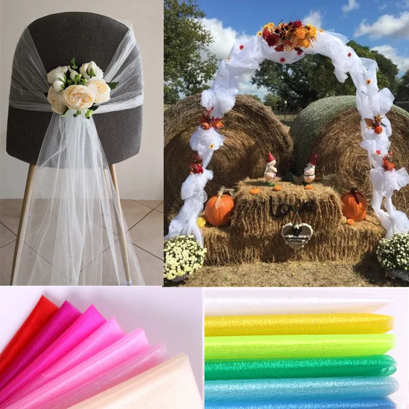 

48cm X 10m Mariage Yarn Tulle Roll Sheer Crystal Organza Fabric Birthday Event Party Supplies for Wedding Decoration Christmas