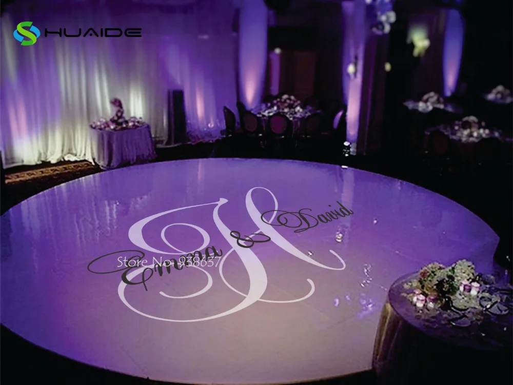 Personalizované svatební podlahové samolepky Vinyl podlahová výzdoba odnímatelná svatební monogram dekorace vodotěsná samolepka pro tanec ZA106