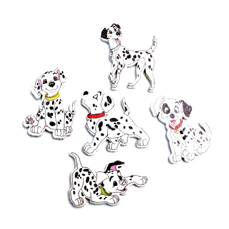 

50pcs 25mm Mixed Spotted Dog Wooden Buttons For Clothes Needlework Scrapbooking Crafts Diy Sewing Accessories Wood Decoration