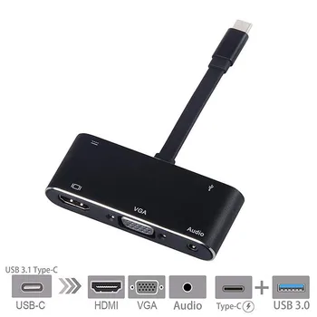 

5 in 1 USB C to HDMI Adapter 4K Type-C to HDMI/VGA/Audio/USB 3.0 Port+USB C Port(PD) Converter