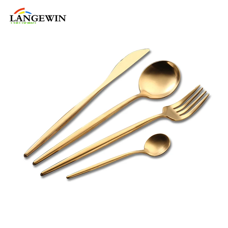 4pcs Set Portugal Stainless Steel Cutlery Gold Colored Knife Stainless Steel Cutlery Set