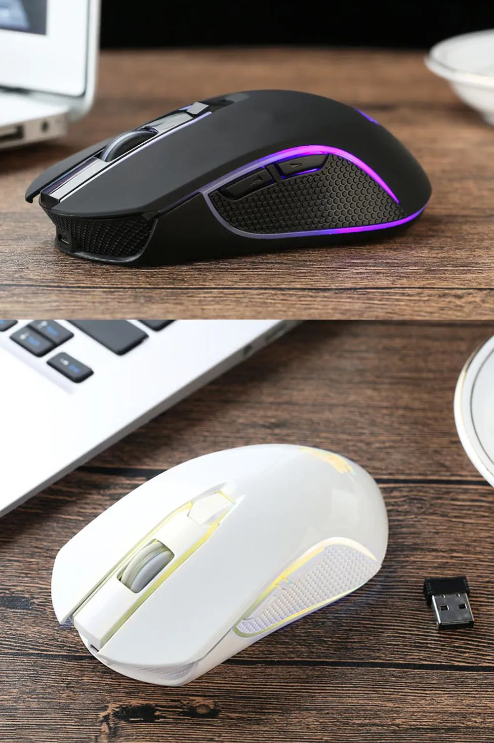 Беспроводная Бесшумная светодиодная USB игровая мышь VOBERRY с зарядным устройством X9, эргономичный дизайн, 1800 точек/дюйм, оптическое позиционирование