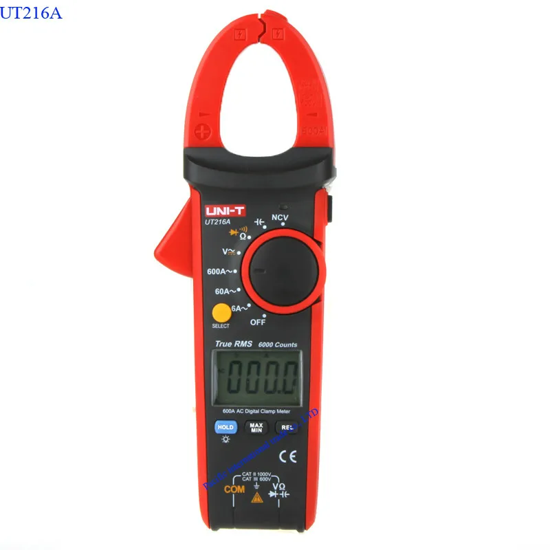 

UNI-T UT216A Digital Clamp Meter Auto Range AC/DC/Resistance/Capacitance/ Data Hold LCD Backlight Digital Clamp Multitester