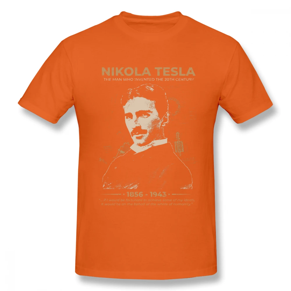 Хипстерская Футболка Nikola Tesla, большие размеры, Мужская футболка для отдыха, уникальный для мужчин, Графический Топ, футболки, модная новинка, топ, дизайн - Цвет: Оранжевый