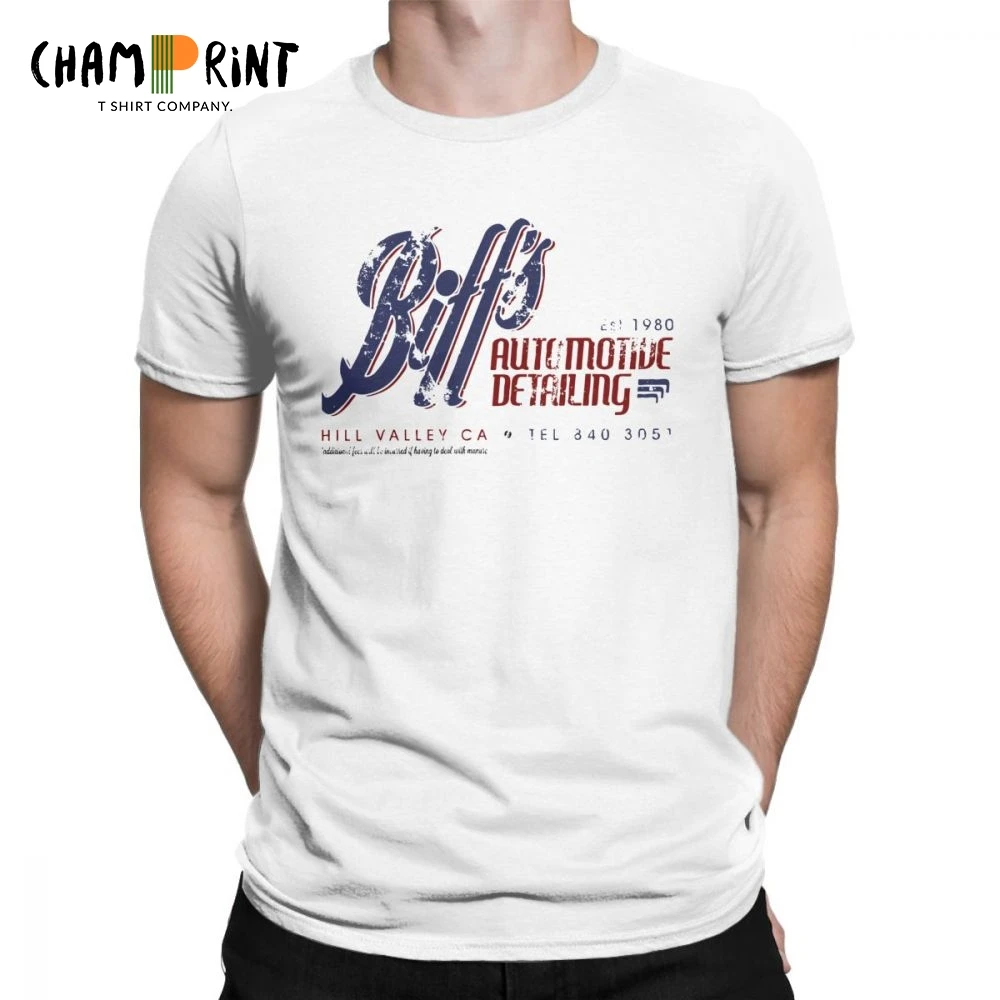 

Biff's Auto Detailing Men's T Shirt Back To The Future 2 Vintage Cotton Short Sleeve Tees Crewneck T-Shirt Clothes Plus Size