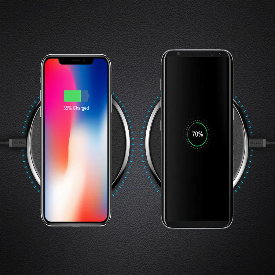Быстрое кожаное Беспроводное зарядное устройство Ugreen 10 Вт для Samsung Galaxy S9 S8 Plus S7 Edge