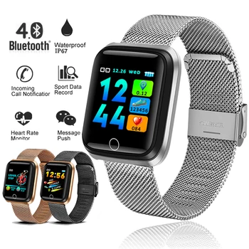 

LIGE Smart Watch Men Smart Wristband Blood Pressure Heart Rate Monitor Stainless Steel Sport Fitness tracker Smart Bracelet+Box