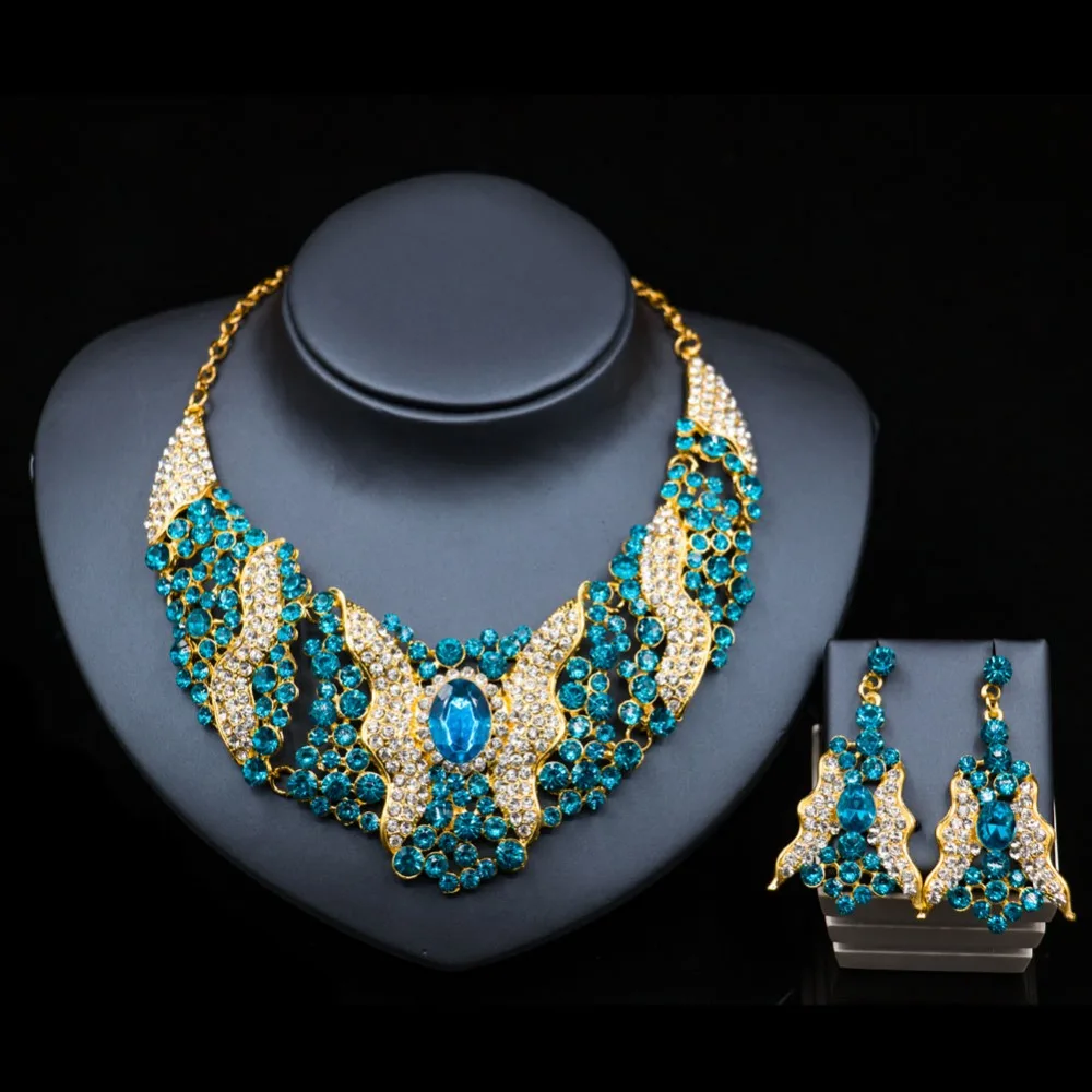 LAN PALACE cheap fashion jewelry african wedding beads bridal jewelry sets necklace and earrings ...