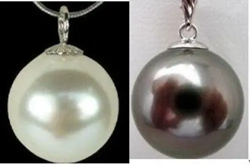 

Hot sale new Style >>>>>Wholesale White /Black Sea Shell Pearl Pendant Necklace 16mm