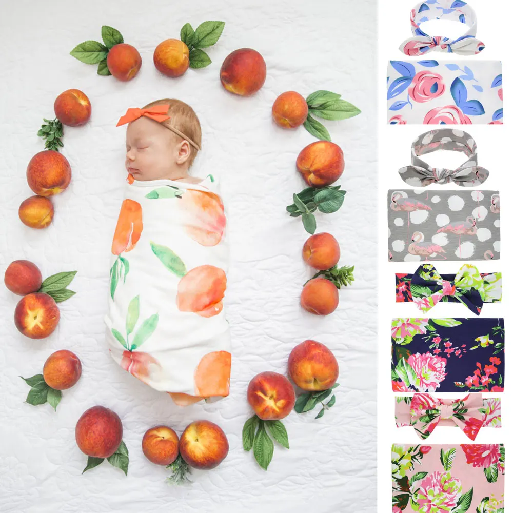 Детская одежда для сна для фотосъемки новорожденных, одеяло, цветочный принт с животными, полотенца, обертывание, шапка для мальчиков и девочек, аксессуары, хлопок