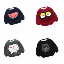 Baby Boys Girls Sweaters Cartoon Watermelon Animals Add Wool Warm Winter Autumn Pullovers Children Cute Kindergarten Clothes