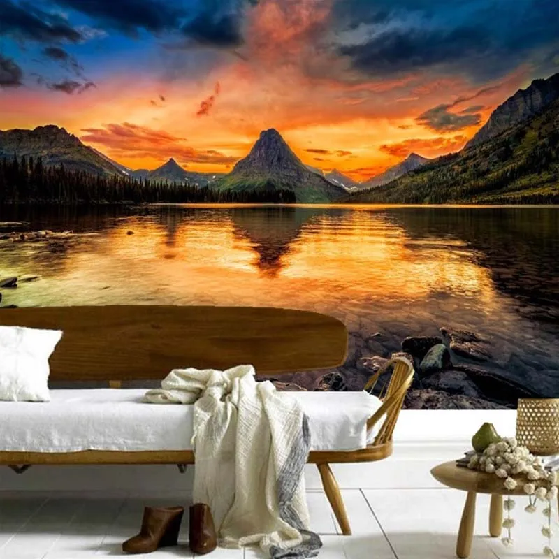 Kustom Ukuran 3d Lukisan Dinding Wallpaper Pegunungan Matahari Terbit Dan Matahari Terbenam Pemandangan Wallpaper Dekorasi Dinding Ruang Tamu Kamar Tidur Dinding Kertas Wall Paper Bedroom Wall Paperscenery Wallpaper Aliexpress