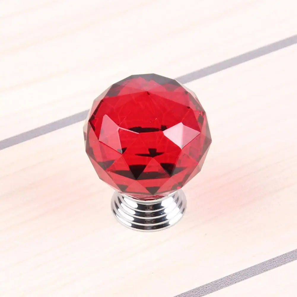 Adeeing Red Crystal Ball Door Knobs Zinc Alloy Pull Handle for