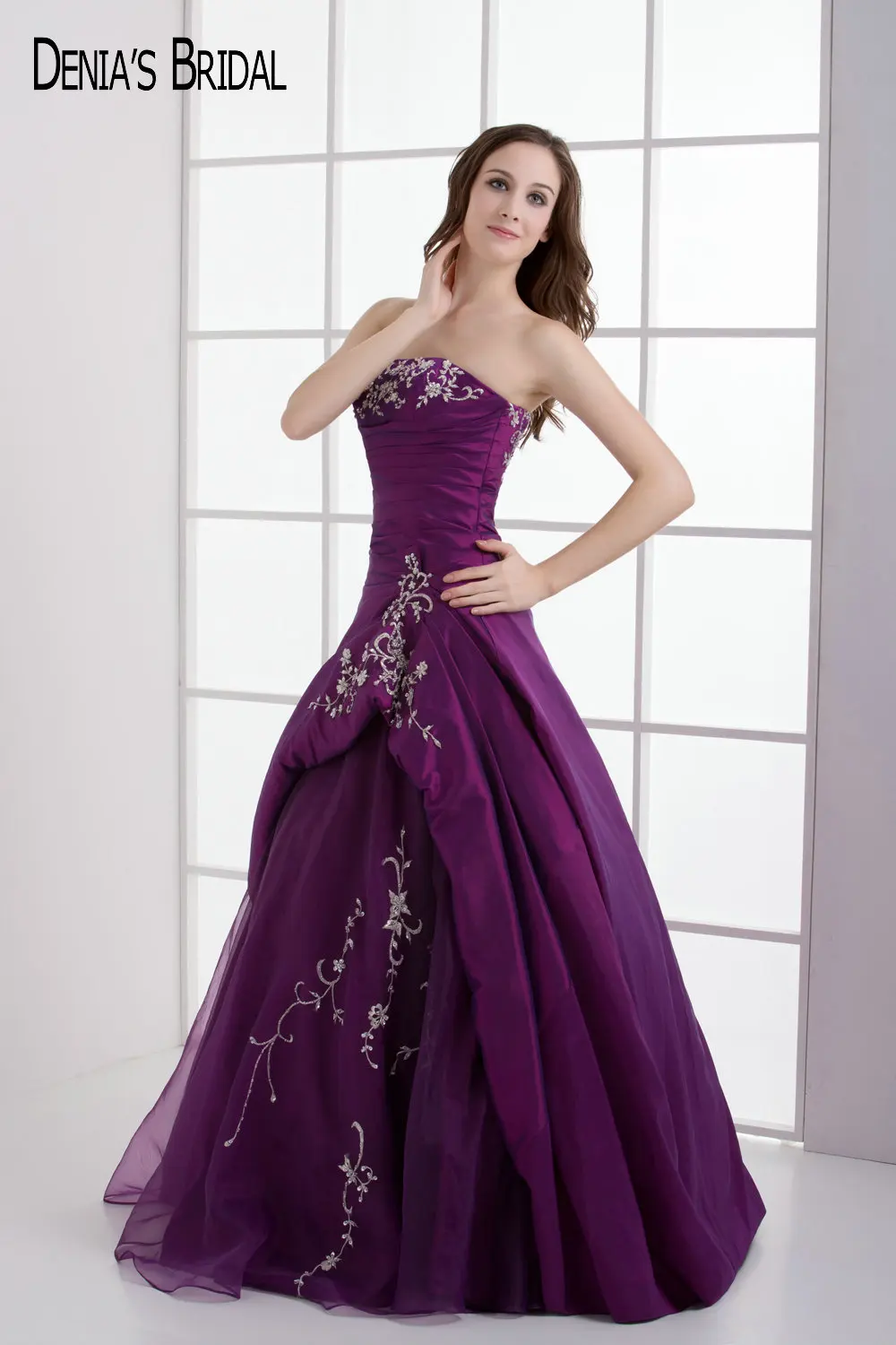 purple evening gowns for weddings