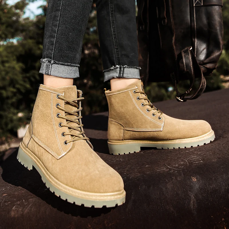 

GOODRSSON Male Casual Boots High-Top Martin Boots Tooling Shoes Solid Lace Up Outdoor Casual Sport Boots Male Fashion Tide Boots