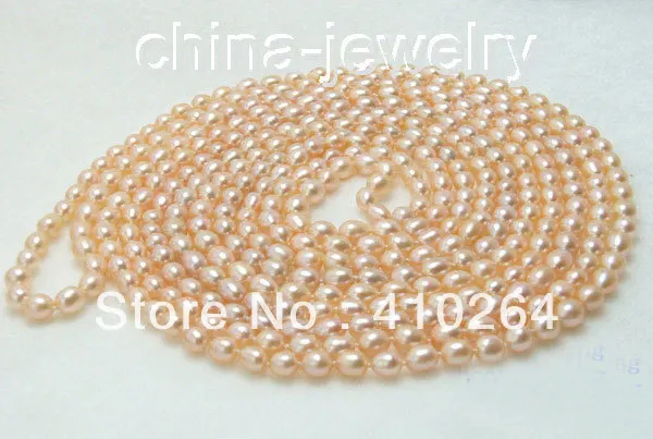 Wholesale_jewelry_wig$ Природный 10" 7 мм розовый рис барокко FW жемчужное ожерелье